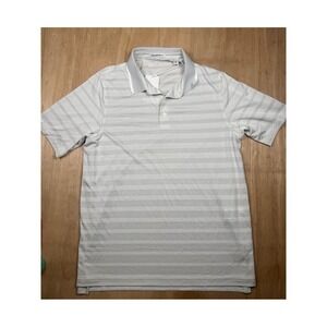 Ashworth Mens Lunar Heather Striped Golf Polo Shirt Gray White Size M NWT